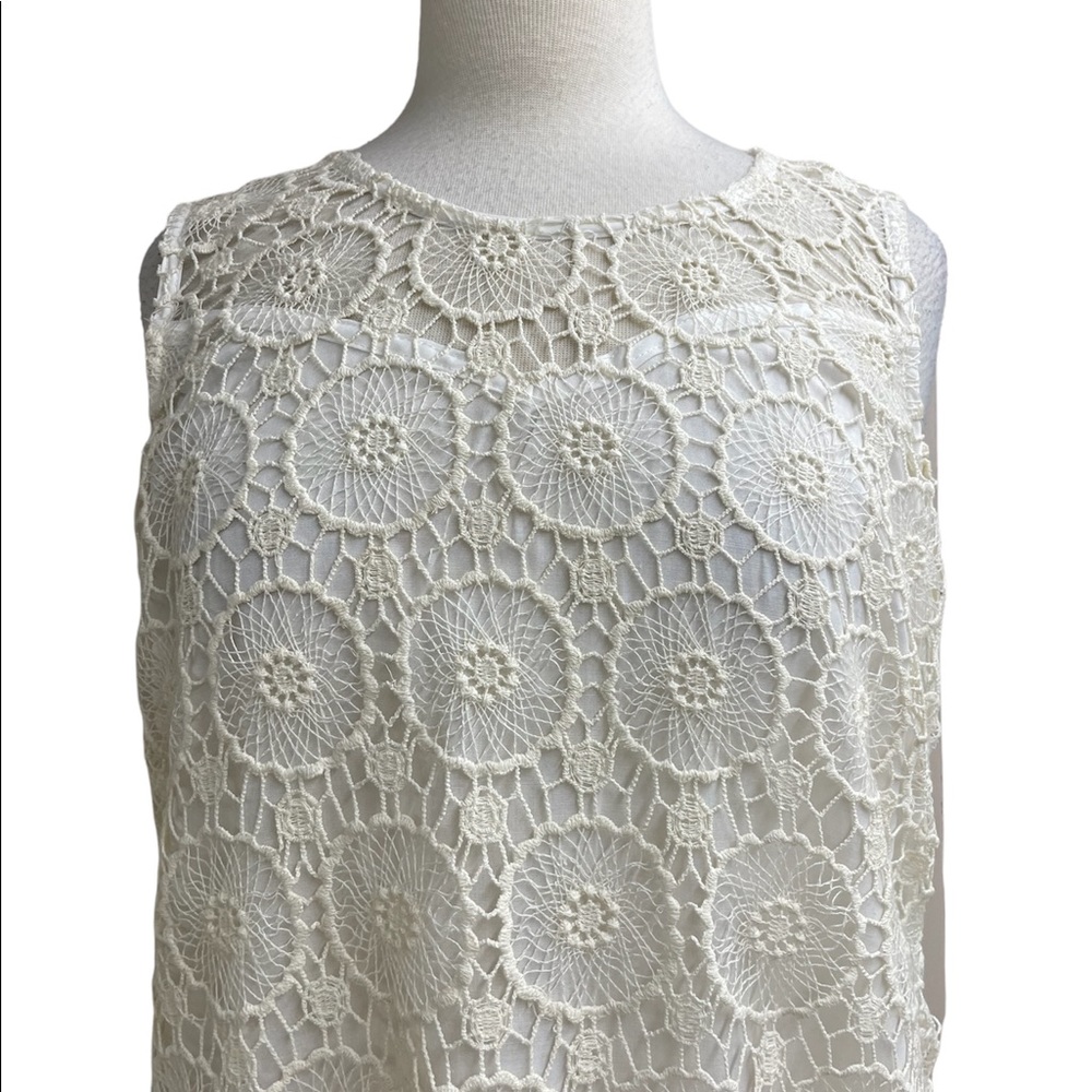 Mud Pie Mallory ivory crocheted dress large - Picture 3 of 14